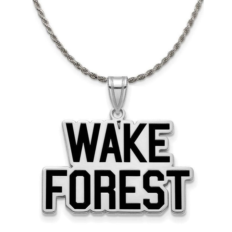 Sterling Silver Wake Forest U Large Enamel Pendant Necklace - 20 Inch